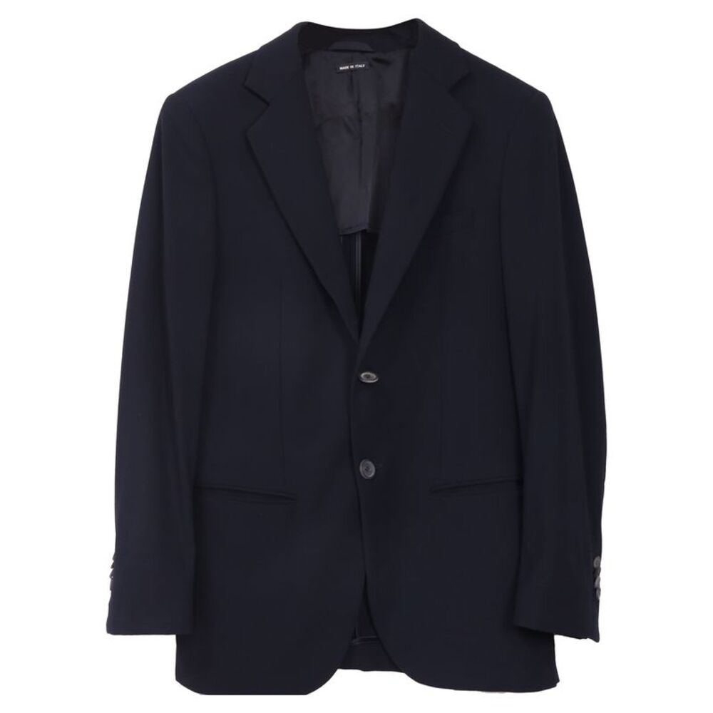 Giorgio Armani Textured Single-Breasted Blazer in Navy Blue Wool